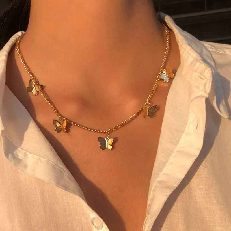 Butterfly Charm Necklace - Gold